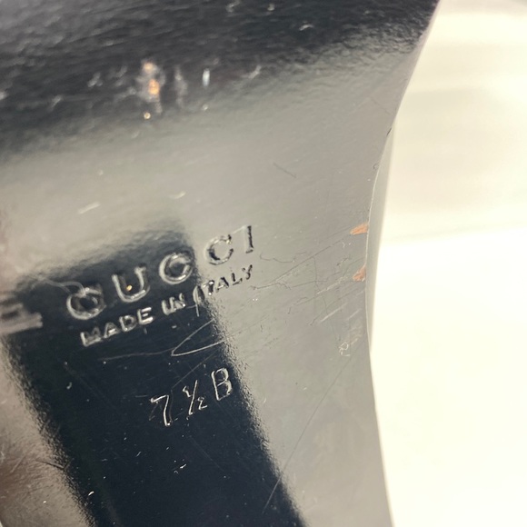 Gucci Black Leather Double Strap Block Heel Slides Sandals women’s size 7.5 - Picture 8 of 12